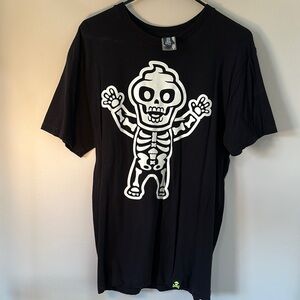 Johnny cupcakes glow in dark Halloween Black Skeleton Graphic T-Shirt